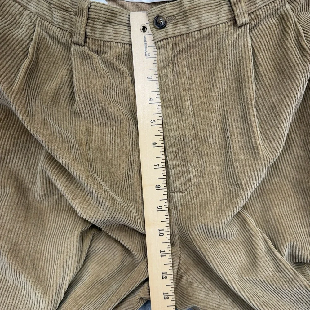 Brooks Brothers 346 Corduroy Pants Mens 36x32 Tan Pleated Cuffed